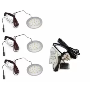 Image of Round LED Light Under Furniture Cabinet Shelf Cupboard Full Kit lumino - Light Colour Cold White - Lights 3