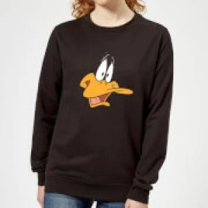 Image of Looney Tunes Daffy Duck Face Womens Sweatshirt - Black - M