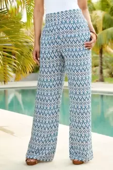 Image of Printed Pull-on Trousers 27" (68.5cm) inside leg