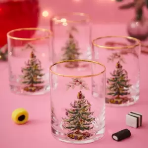 Image of Christmas Tree Set of 4 Lowball Glasses Clear
