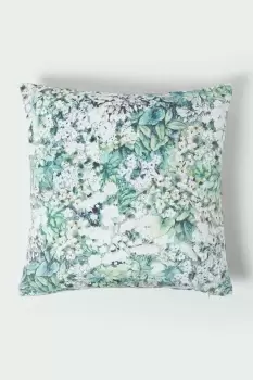 Image of Floral Garden Green Velvet Cushion 46 x 46 cm