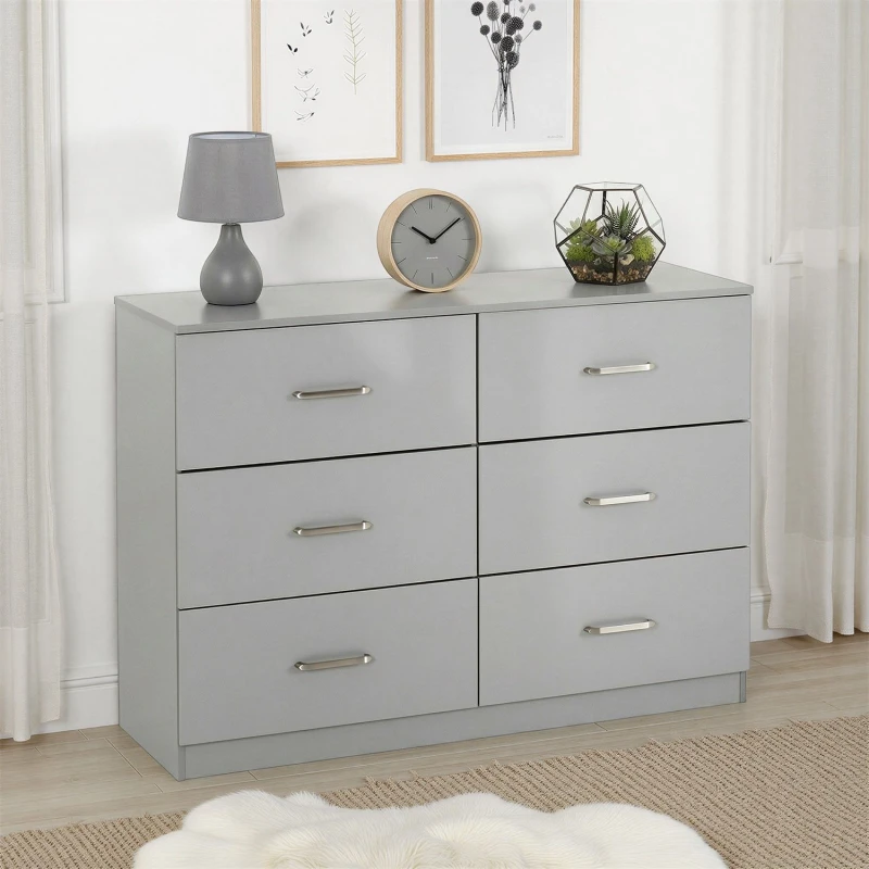 Image of Seconique Dakota 6 Drawer Chest - Light Grey 100-102-213