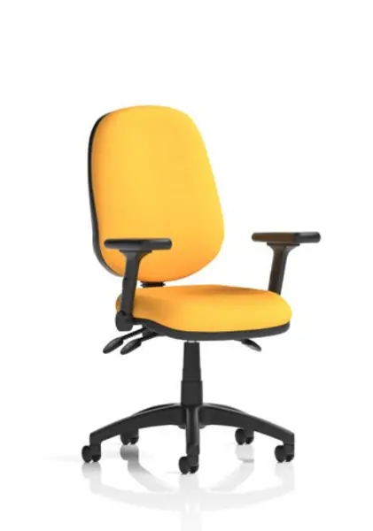 Image of Eclipse Eclipse Plus III Lever Task Operator Chair Bespoke Colour Senna Yellow With Height Adjustable And Folding Arms KCUP1760