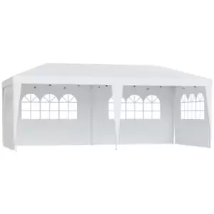 Image of Outsunny 3 x 6m Pop Up Gazebo, Height Adjustable Marquee Party Tent with Sidewalls and Storage Bag, White