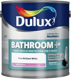 Image of Dulux Easycare Bathroom Pure Brilliant White Soft Sheen Emulsion Paint 1L