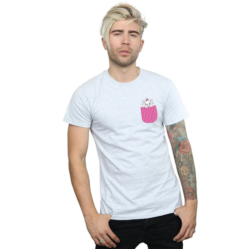 Image of Disney Men Aristocats Marie Chest T-Shirt in Grey Size: Small Grey S Male 5057864086492