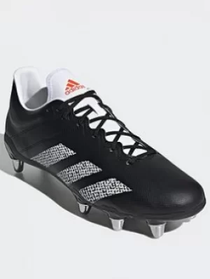 Image of adidas Kakari Soft Ground Boots, Black/White/Orange, Size 9.5, Men