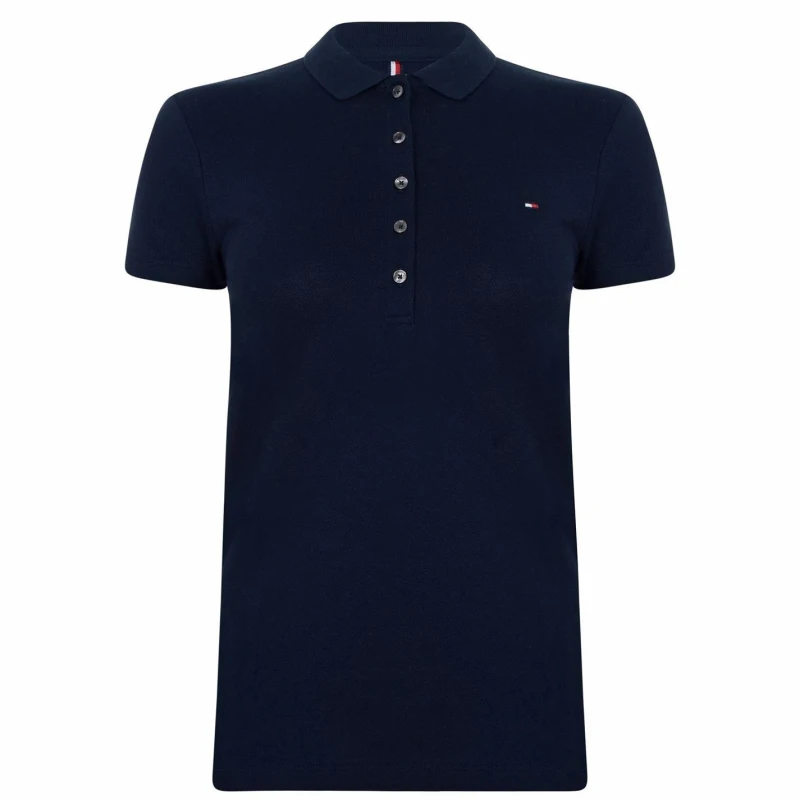 Image of Tommy Hilfiger Heritage Short Sleeve Slim Fit Polo Shirt Ladies - Blue Blue 6