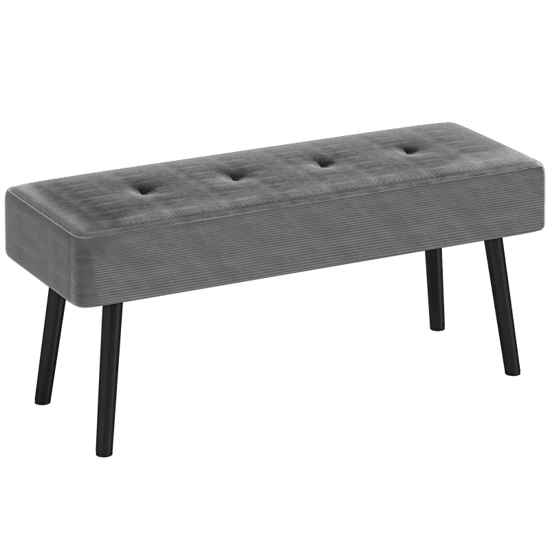 Image of HOMCOM End of Bed Bench with Thick Padding and Steel Legs for Entryway - Grey TJ Hughes 5063603915848