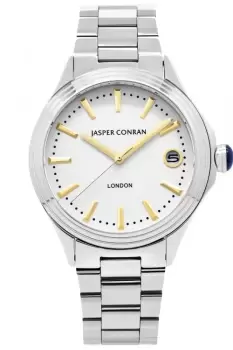 Image of Unisex Jasper Conran London 40mm Watch with a White Dial and a Silver Metal bracelet J1B106021