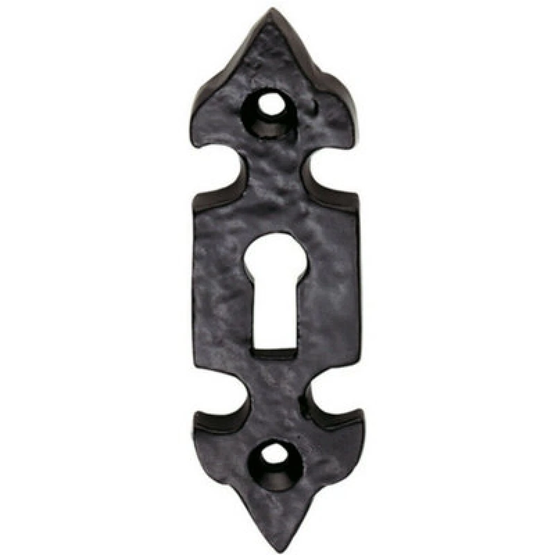 Image of Loops Fleur de Lys Pattern Antique Escutcheon Lock Profile 83 x 29mm Black Antique Black unisex