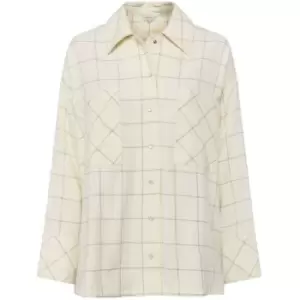 Image of French Connection Yiza Check Flannel Oversized Shirt - Beige