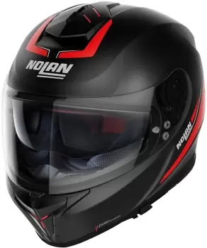 Image of Nolan N80-8 Staple N-Com Helmet, black-red Size M black-red, Size M