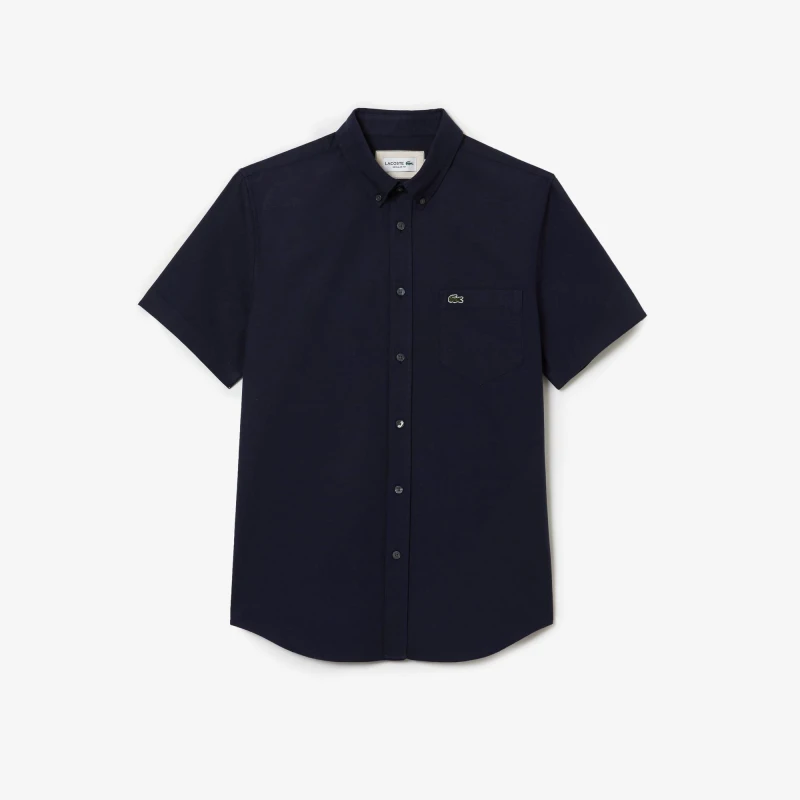 Image of Lacoste Regular Fit Cotton Shirt - Blue Blue M - L