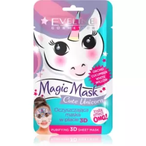 Image of Eveline Cosmetics Magic Mask Cute Unicorn 3D Deep Cleansing Sheet Mask