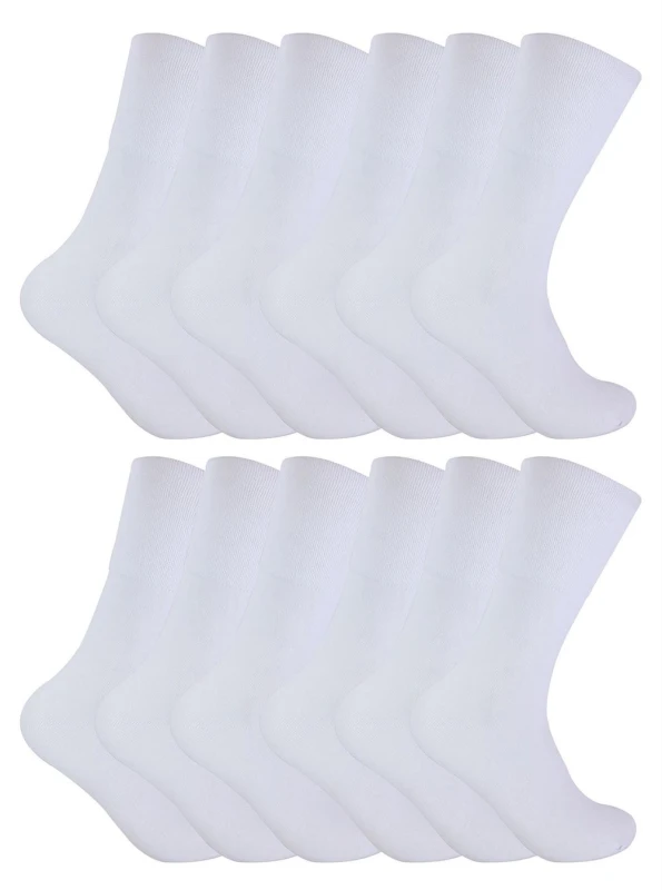 Image of Sock Snob Sock Snob Men 12 Pairs Thin Non Elastic Thermal Diabetic Socks in White Size: 6-11 White 6-11 Male 5060910924921