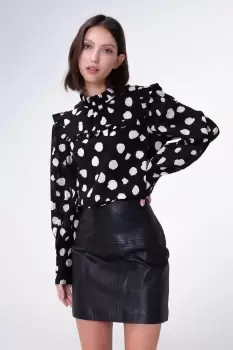 Image of Gaura Ruffle Blouse, Monochrome Spot / 6