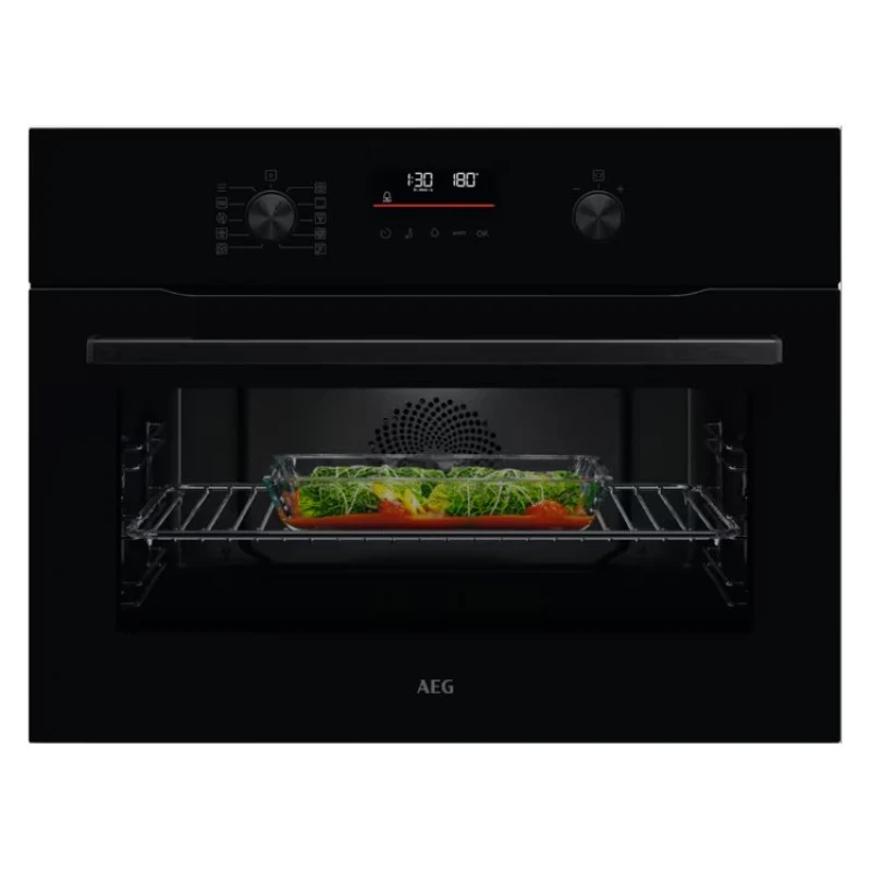 Image of AEG 6000 CombiQuick OK6NK40K Built In Compact Electric Single Oven with Microwave Function - Black