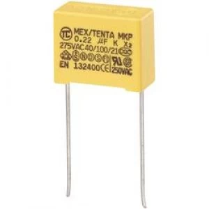 Image of MKP X2 suppression capacitor Radial lead 0.22 uF 275 V AC 10 15mm L x W x H 18 x 8.5 x 14.5mm MKP X2