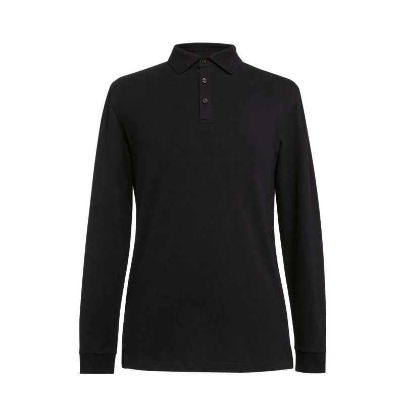 Image of Brook Taverner Brook Taverner Men Frederick Long-Sleeved Polo Shirt in Black Size: Small Black S Male 5063425959303