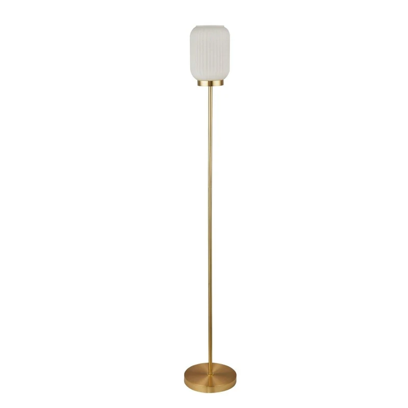 Image of SO'HOME Frosted Glass Floor Lamp with Gold Stand White ONE SIZE