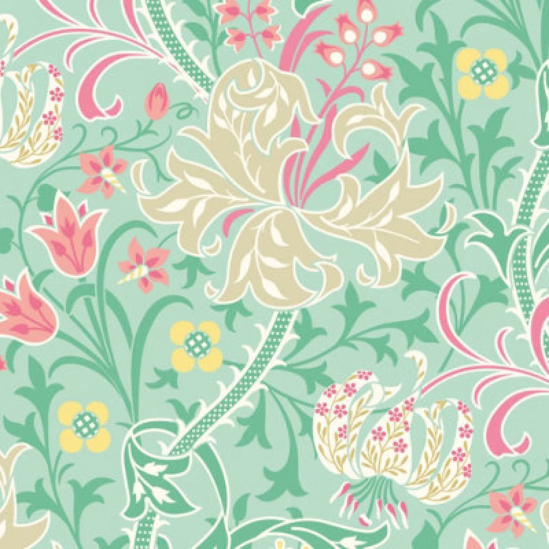 Image of Hoopla Walls Lily Ogee Mint Green Smooth Matt Wallpaper