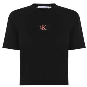 Image of Calvin Klein Jeans Badge Crop T Shirt - Black