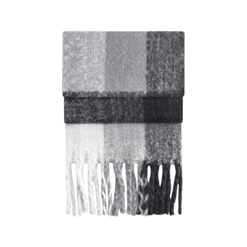 Image of Beechfield Mens Checkered Fluffy Scarf in Grey Grey Male One Size