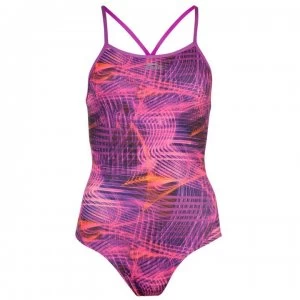 Image of Slazenger Bound Back Swimsuit Ladies - Pink Wave Lines