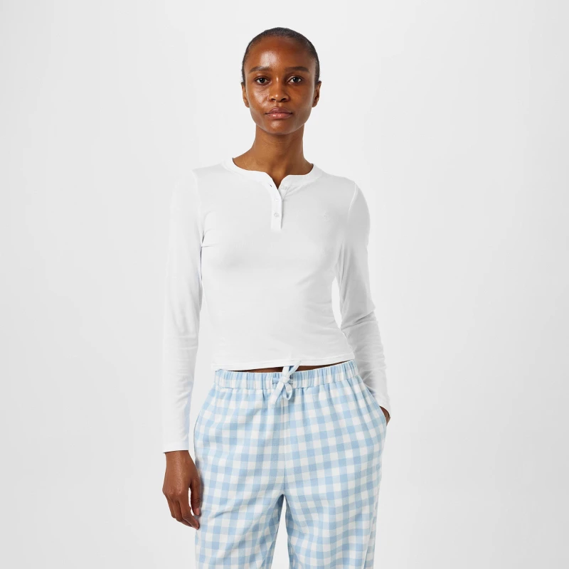 Image of Jack Wills Sleeve Henley Tee Womens - White White 8