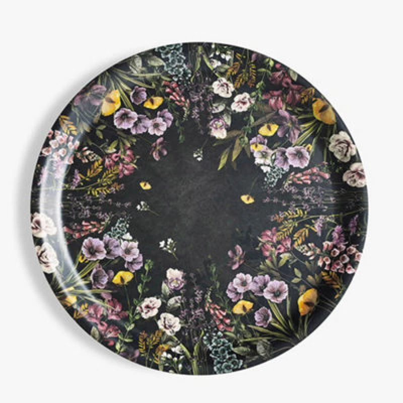 Image of MM Living MM living Floral Design Wood Maisie Round Tray 37cm Multi unisex