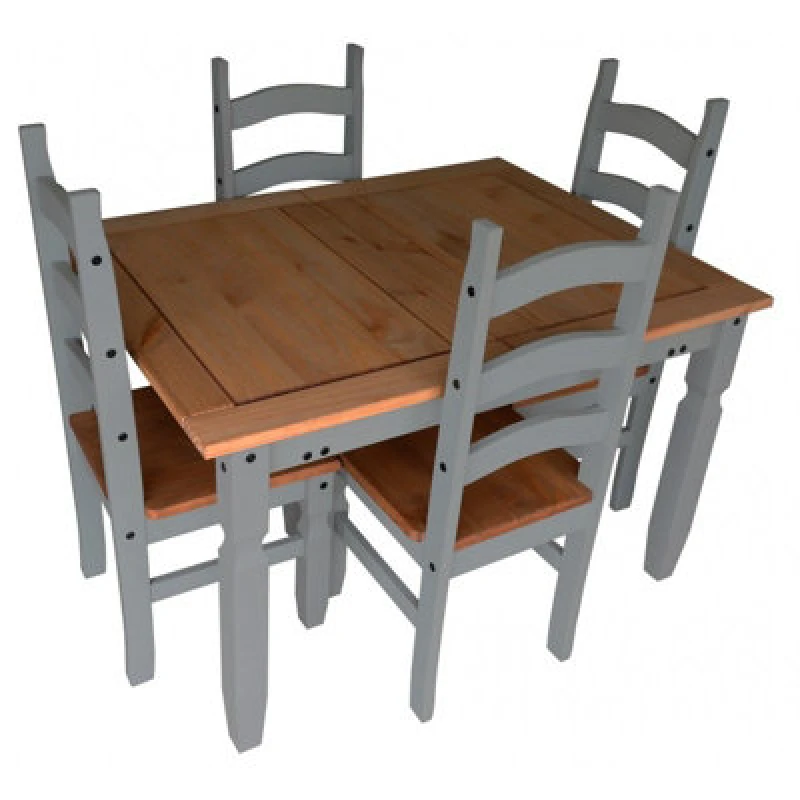 Image of MERCERS FURNITURE Mercers Furniture - Corona Grey Wax Small Extending Dining Table & 4 Chairs 5060765291391