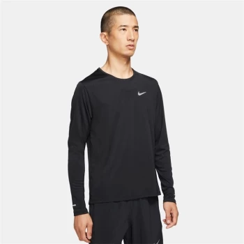 Image of Nike Dri-FIT Miler Mens Long-Sleeve Running Top - Black
