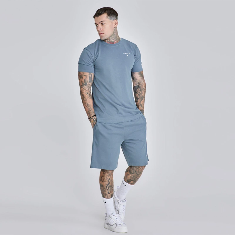 Image of SikSilk Mens Short-Sleeve T-Shirt and Shorts Set Dark Grey male Medium