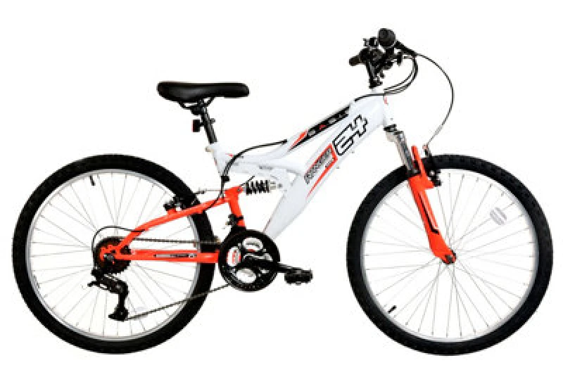 Image of Basis Ranger Junior Full Suspension Mountain Bike, 24" Wheel - White/red