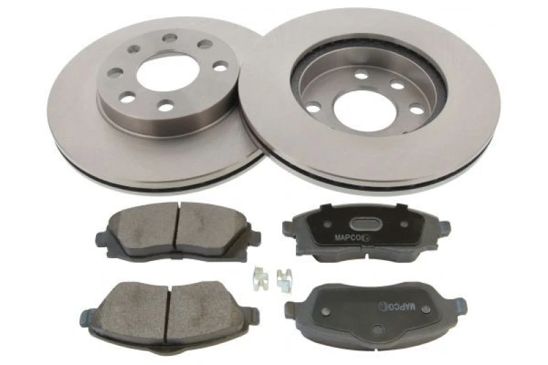 Image of MAPCO 47672 Brake disc and pads set Front Axle, Brake Disc Type: Vented, with acoustic wear warning Brake Set,disc brakes (3405)