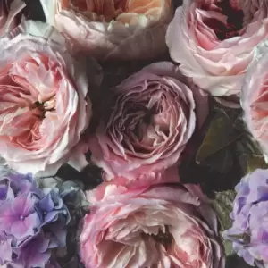 Image of Grandeco Romantic Flowers Pink 3 Lane Wall Mural