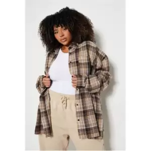 Image of I Saw It First Plus Size Oversized Check Shirt - Brown