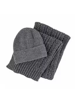 Image of Totes Chunky Knitted Hat And Scarf Set - Charcoal
