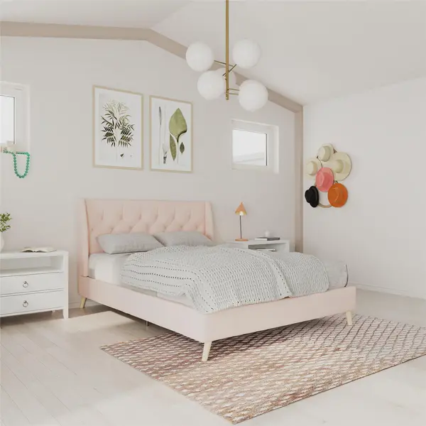 Image of Novogratz Her Majesty Linen Bed Pink