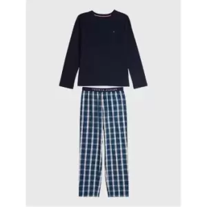 Image of Tommy Hilfiger Ls Woven Set Print - Blue