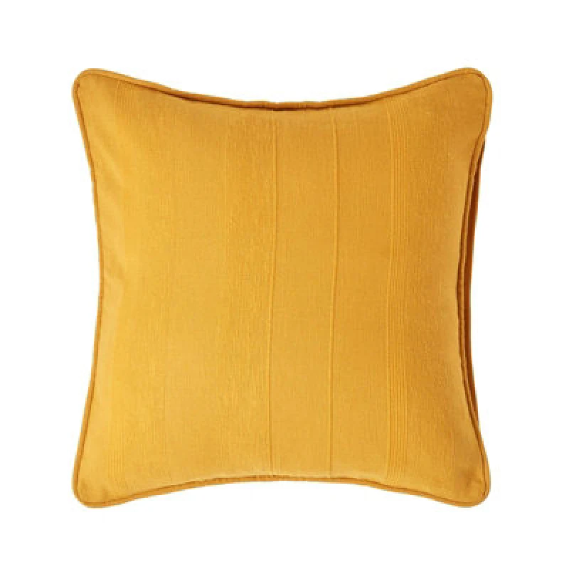 Image of Homescapes Cotton Rajput Ribbed Mustard Yellow Cushion Cover, 60 X 60Cm