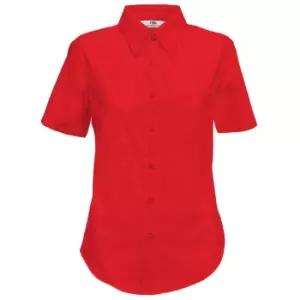 Image of Fruit Of The Loom Ladies Lady-Fit Short Sleeve Poplin Shirt (S) (Red)