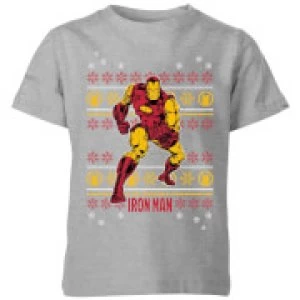 Image of Marvel Iron Man Kids Christmas T-Shirt - Grey - 7-8 Years