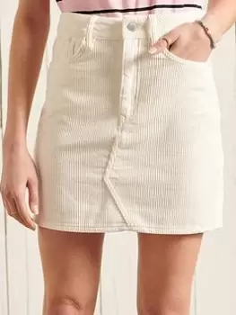 Image of Superdry Cord Mini Skirt - White, Size 32, Women