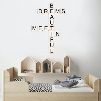 Image of Scrabble Set - 1 Black White Decorative Wooden Wall Accessory