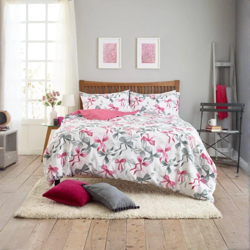 Image of Deyongs Bows Duvet Covers Pink unisex Double