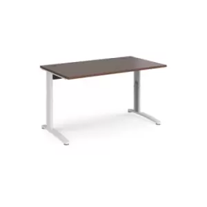 Image of Office Desk Wheelchair Friendly Rectangular Desk 1400mm Walnut Tops With White Frames TR10