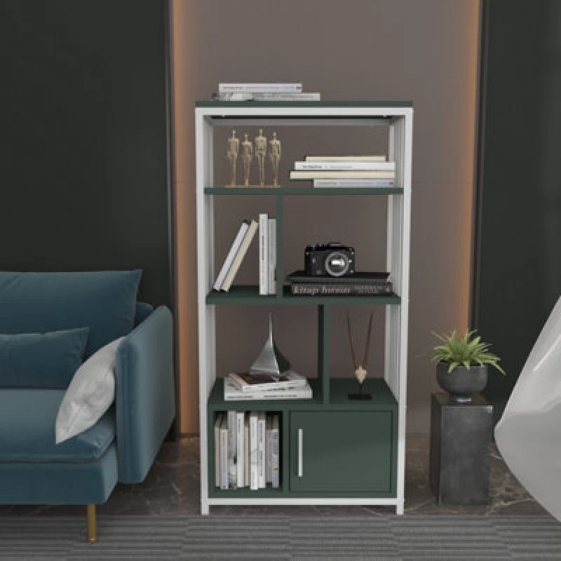 Image of Decorotika Valero Bookcase Shelving Unit White & Green