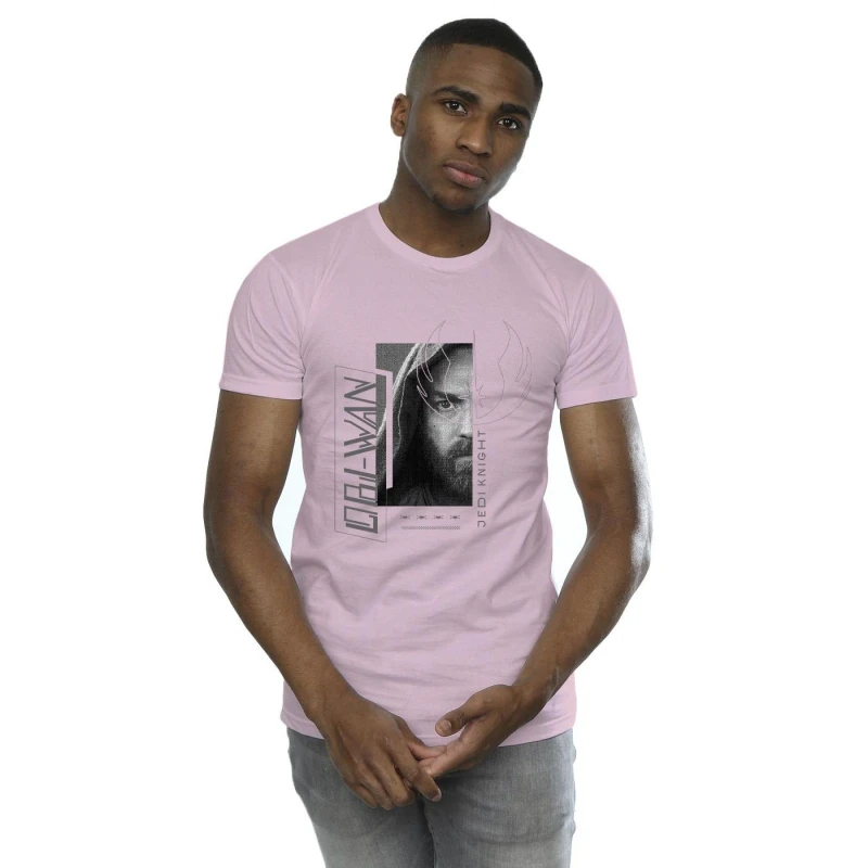 Image of Star Wars Star Wars Men Obi-Wan Kenobi Jedi SciFi Collage T-Shirt in Baby Pink Size: Small Baby Pink S Male 5059934442245